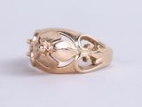 an image of a close up of a gold ring on a white surface