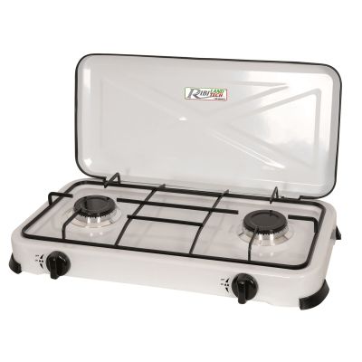 288 / Réchaud gaz 2 feux 2x2200 W avec couvercle - RIBI…
