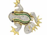 une broche en forme de grenouille, sertie de diamants et d'émeraudes