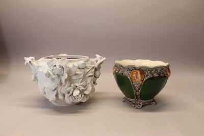 CHOISY LE ROI chache pot en faïence emaillée polychrome à dé…