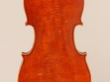 an old violin with a wooden back and a long neck
