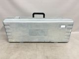 a metal case with a handle and handle on top of it