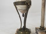 pair of antique marble and brass vases on marble bases