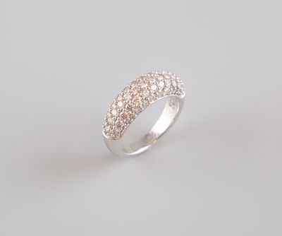 SWAROVSKI. Bague jonc en métal argenté demi pavage de crista…