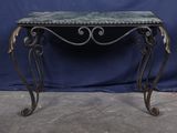 table console en fer forgé avec plateau en marbre vert
