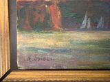 a painting of a sailboat on the water