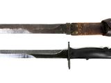 two different types of knives on a white background