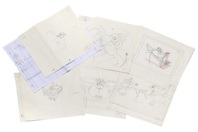 beaucoup de dessins sur une feuille de papier