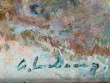 a painting of a man riding a horse in the snow