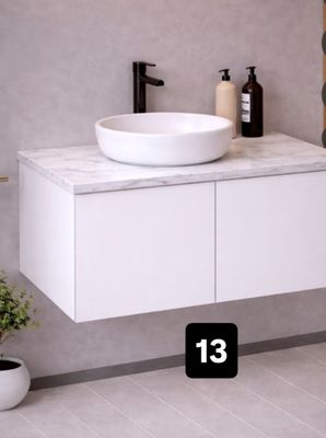 Ensemble meuble de salle de bain 100 cm OSKAB – Blanc avec v…