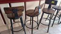 8 tabourets de bar en bois et métal laqué noir dont 1 sans d… (photo 2)