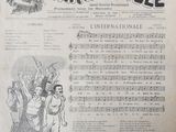 the front page of a newspaper with a drawing of a man and a woman