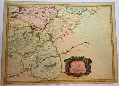 an old map of the country of england with a picture frame on it