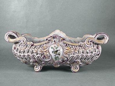 Emile GALLE (Lorraine). Importante jardinière ajourée en faï… - Photo 1