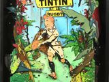 une photo d'un flipper « Tintin Rugby » dans un cadre vitré
