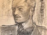 drawing of a man in a suit and tie looking off to the side
