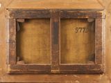 an old wooden picture frame with a number on it