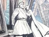 a drawing of a man and a woman standing in front of a mirror