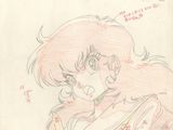 dessin représentant une femme aux longs cheveux roses tenant un téléphone portable