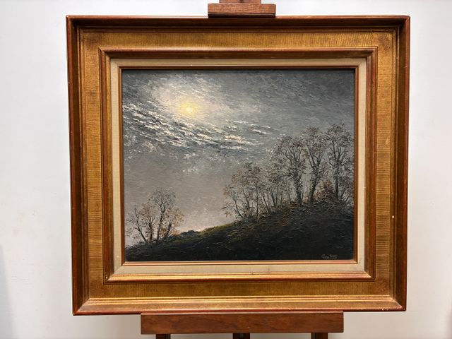 Gaston THIERY (1922-2013) : « Nuit du solstice d’hiver ». Huile s...