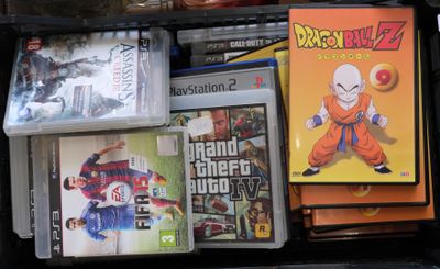 a suitcase full of video games and video games