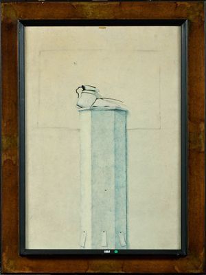 Tempera sur panneau "I.N.M". Signature en haut au centre d'A…