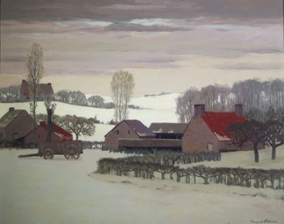 Fernand VETCOUR (1908–2001), Huile sur panneau, Hiver en Hes… - Photo 1