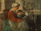 une image représentant un tableau où l'on voit une femme et un enfant en train de lire un livre
