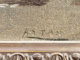 an image of a close up of a painting of a person on a boat