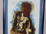 tableau représentant une femme assise sur une chaise avec un chien