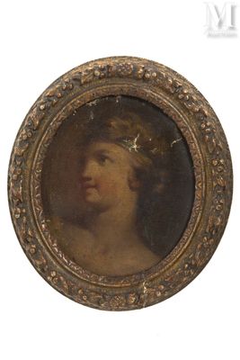 portrait d'une femme portant une couronne, dans un cadre doré