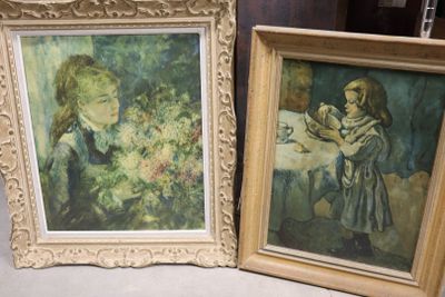 deux tableaux représentant des enfants assis à une table, face à face
