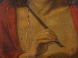 painting of a man holding a knife in his right hand