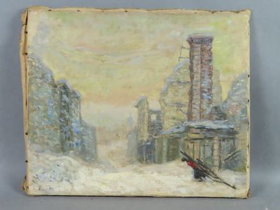 une image représentant un tableau où l'on voit une personne à skis dans la neige