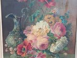a picture of a painting of flowers in a vase on a table