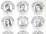 dessin représentant un ensemble de portraits de personnes dont les noms sont indiqués