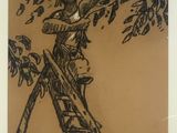 an image of a drawing of a man on a ladder