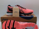 asics gelevo running shoes in pink and black