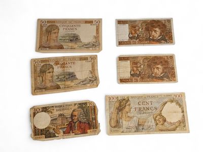 six different bank notes with a picture of a man and a woman on them