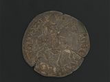 gros plan d'une pièce de monnaie sur une surface noire avec un fond noir