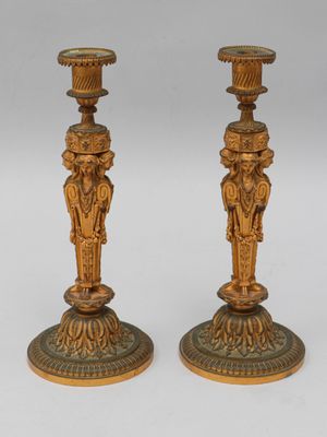 pair of antique brass candlesticks
