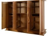 an image of a wooden cabinet with a door open