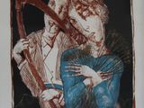 une image représentant un dessin d'un homme tenant une harpe