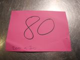 a pink piece of paper with the number 80 written on it