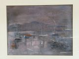 a picture of a painting of boats in the water