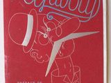 a red book cover with a drawing of a man in a top hat