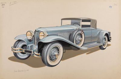 drawing of a blue car with a black roof and a tan background