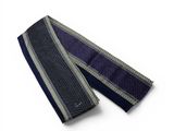 navy blue and grey striped neck tie on a white background