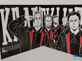 a drawing of a group of men standing next to each other