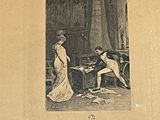 an old picture of a man and a woman playing a game of cards